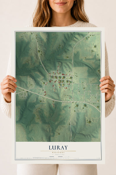 Map of Luray, Missouri, 18 x 24 inch unframed archival matte print