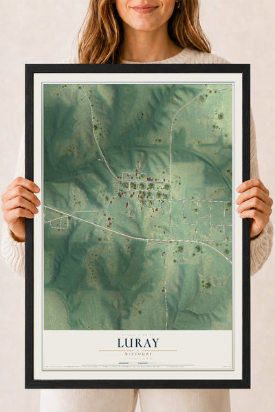 Map of Luray, Missouri, 18 x 24 inch print in a black wood frame