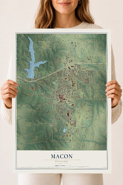 Map of Macon, Missouri, 18 x 24 inch unframed archival matte print