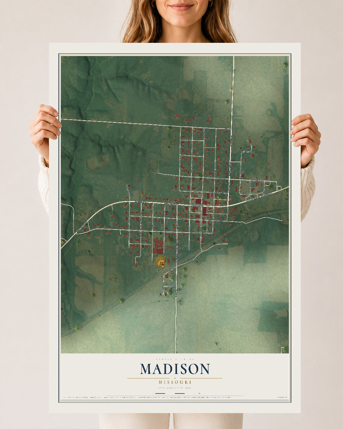 Map of Madison, Missouri, 24 x 36 inch unframed archival matte print