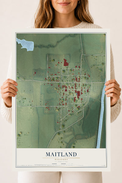 Map of Maitland, Missouri, 18 x 24 inch unframed archival matte print