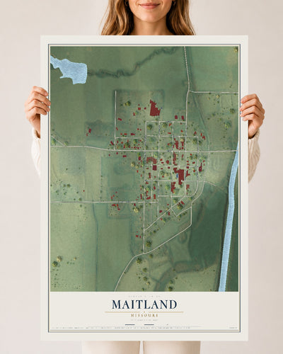 Map of Maitland, Missouri, 24 x 36 inch unframed archival matte print