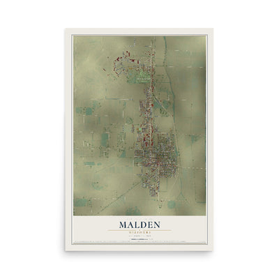 Map of Malden, Missouri, 12 x 18 inch unframed archival matte print