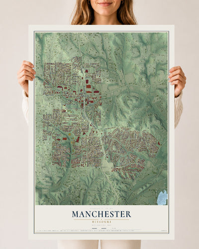 Map of Manchester, Missouri, 24 x 36 inch unframed archival matte print