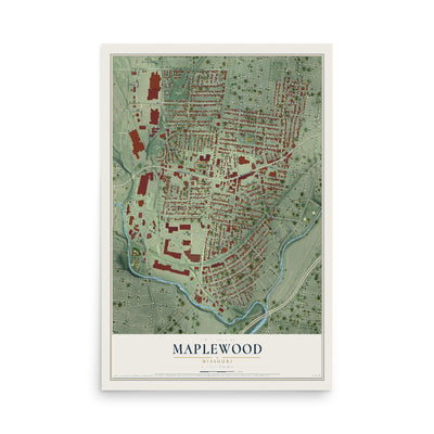 Map of Maplewood, Missouri, 12 x 18 inch unframed archival matte print