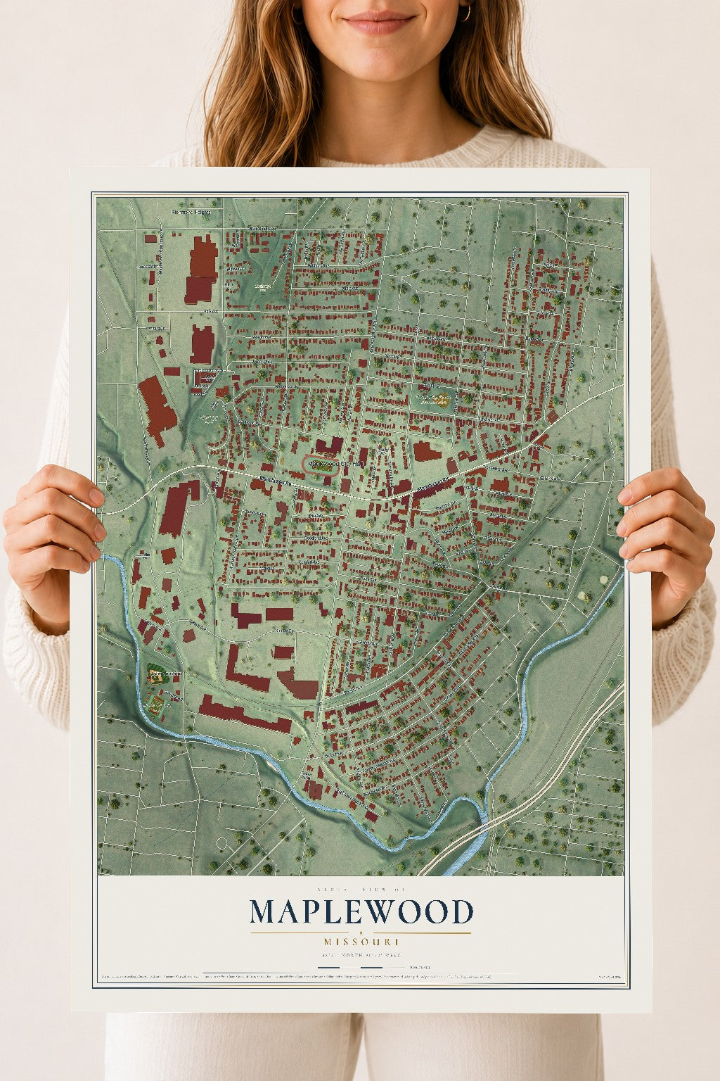 Map of Maplewood, Missouri, 18 x 24 inch unframed archival matte print