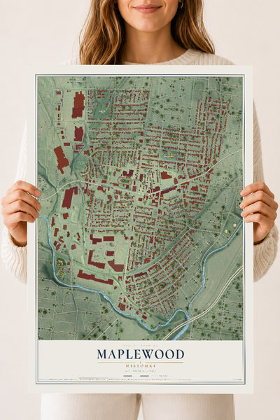 Map of Maplewood, Missouri, 18 x 24 inch unframed archival matte print