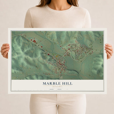 Map of Marble Hill, Missouri, 12 x 18 inch unframed archival matte print