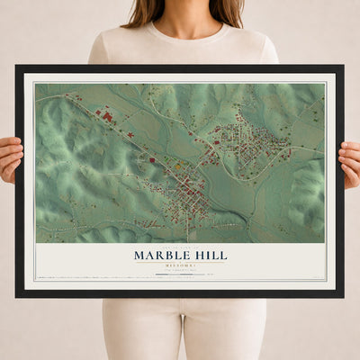 Map of Marble Hill, Missouri, 18 x 24 inch print in a black wood frame