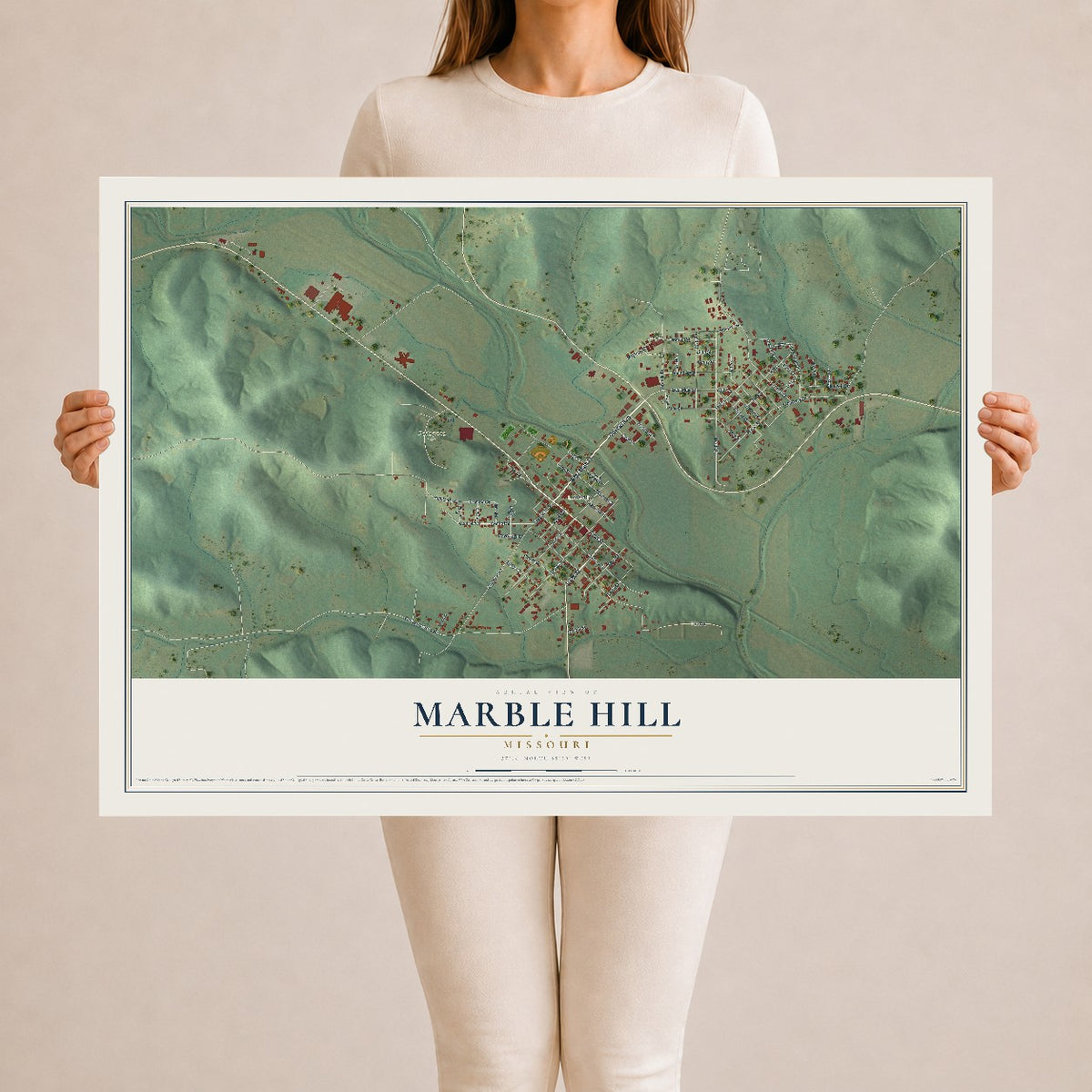 Map of Marble Hill, Missouri, 24 x 36 inch unframed archival matte print