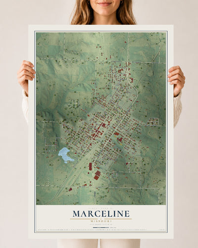 Map of Marceline, Missouri, 24 x 36 inch unframed archival matte print