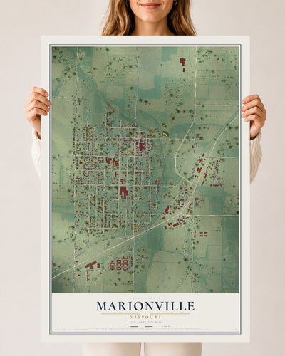 Map of Marionville, Missouri, 24 x 36 inch unframed archival matte print