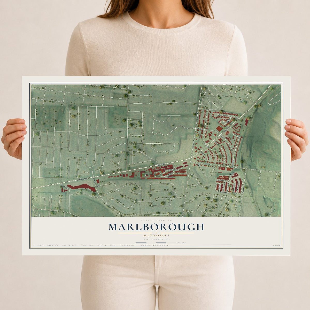 Map of Marlborough, Missouri, 12 x 18 inch unframed archival matte print