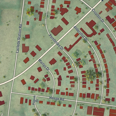 Close-up of the map of Marlborough, Missouri print showing street and building detail