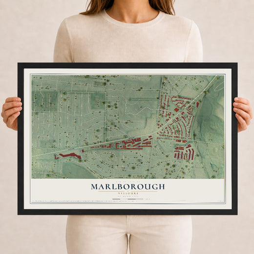 Map of Marlborough, Missouri, 12 x 18 inch print in a black wood frame