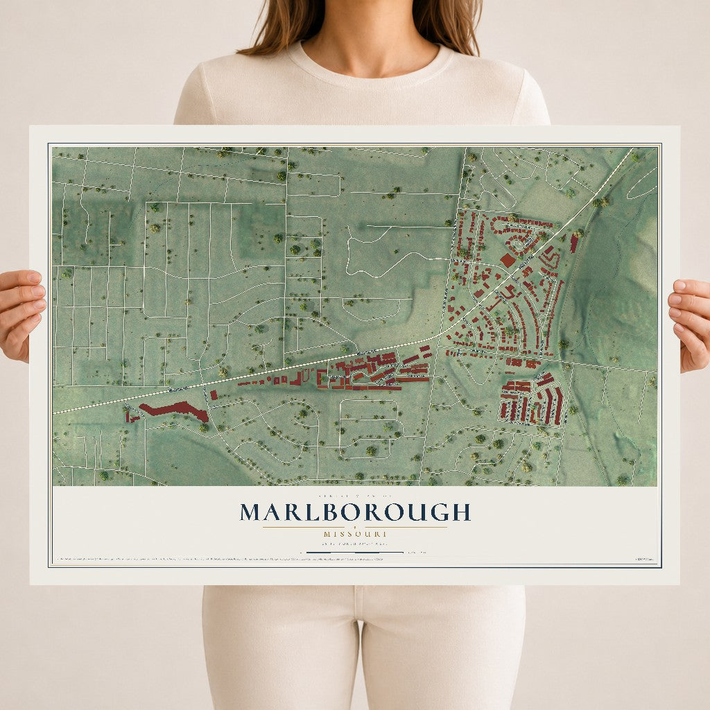 Map of Marlborough, Missouri, 18 x 24 inch unframed archival matte print