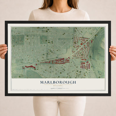Map of Marlborough, Missouri, 18 x 24 inch print in a black wood frame