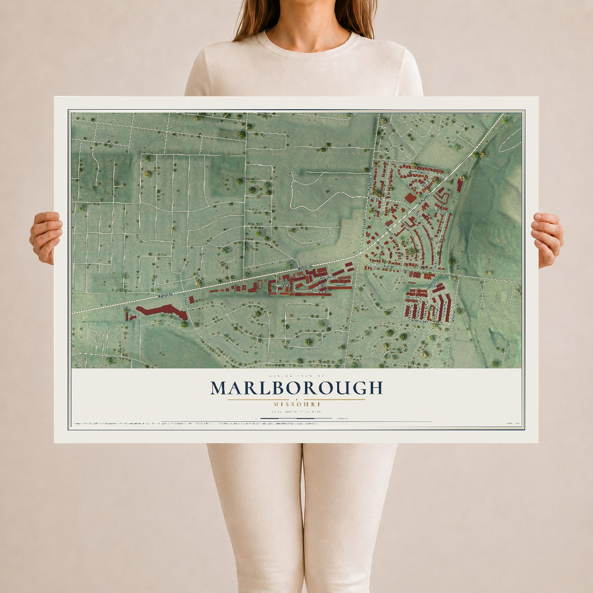 Map of Marlborough, Missouri, 24 x 36 inch unframed archival matte print