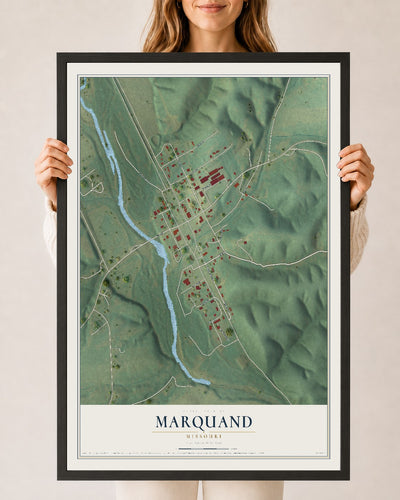 Map of Marquand, Missouri, 24 x 36 inch print in a black wood frame