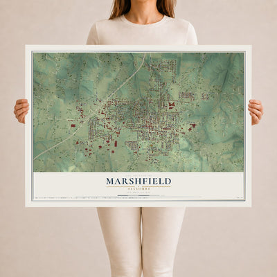 Map of Marshfield, Missouri, 24 x 36 inch unframed archival matte print