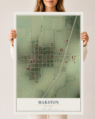 Map of Marston, Missouri, 24 x 36 inch unframed archival matte print