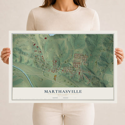 Map of Marthasville, Missouri, 12 x 18 inch unframed archival matte print
