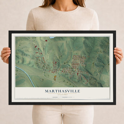 Map of Marthasville, Missouri, 12 x 18 inch print in a black wood frame