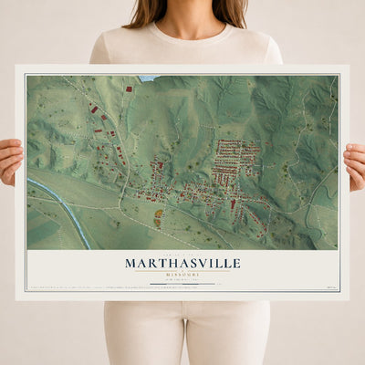 Map of Marthasville, Missouri, 18 x 24 inch unframed archival matte print