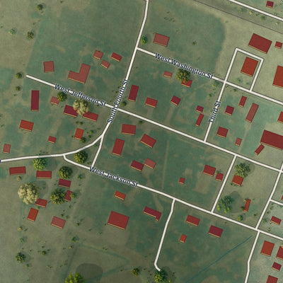 Second close-up of the map of Martinsburg, Missouri print showing more streets and buildings