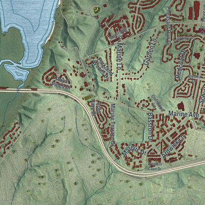 Second close-up of the map of Maryland Heights, Missouri print showing more streets and buildings