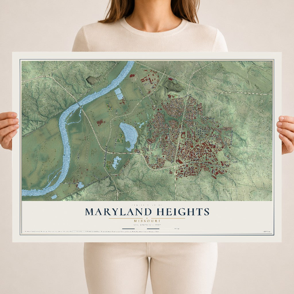 Map of Maryland Heights, Missouri, 18 x 24 inch unframed archival matte print