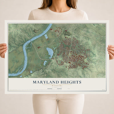 Map of Maryland Heights, Missouri, 18 x 24 inch unframed archival matte print