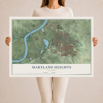 Map of Maryland Heights, Missouri, 24 x 36 inch unframed archival matte print