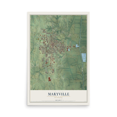 Map of Maryville, Missouri, 12 x 18 inch unframed archival matte print