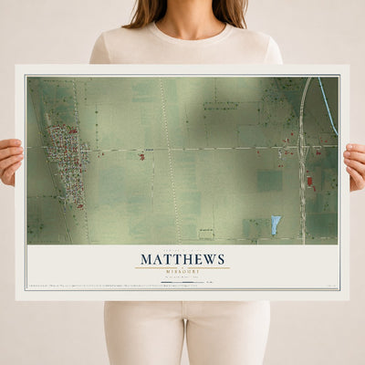 Map of Matthews, Missouri, 18 x 24 inch unframed archival matte print