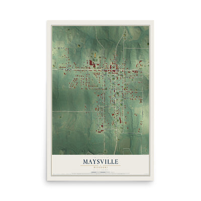 Map of Maysville, Missouri, 12 x 18 inch unframed archival matte print
