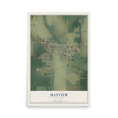 Map of Mayview, Missouri, 12 x 18 inch unframed archival matte print