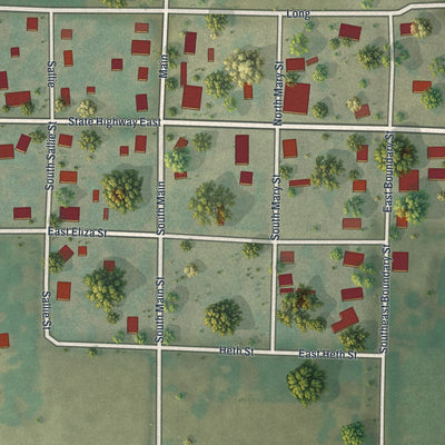 Close-up of the map of Mayview, Missouri print showing street and building detail