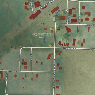 Second close-up of the map of Mayview, Missouri print showing more streets and buildings