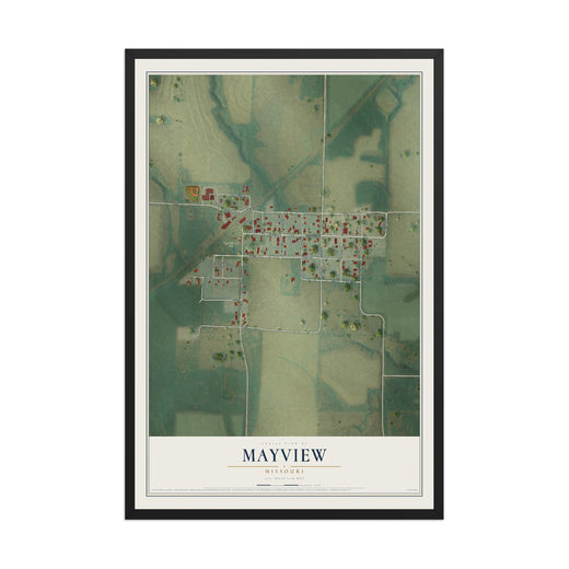 Map of Mayview, Missouri, 12 x 18 inch print in a black wood frame