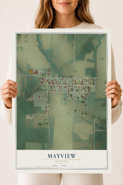 Map of Mayview, Missouri, 18 x 24 inch unframed archival matte print