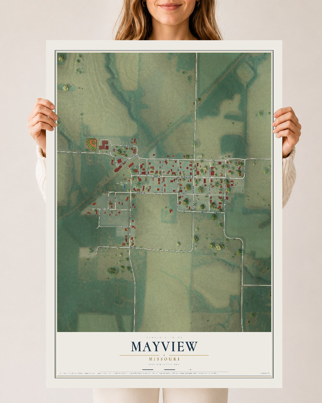 Map of Mayview, Missouri, 24 x 36 inch unframed archival matte print