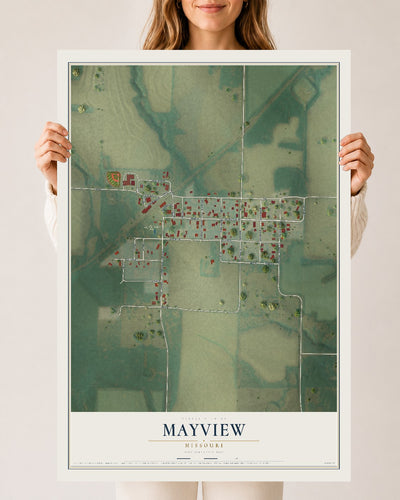 Map of Mayview, Missouri, 24 x 36 inch unframed archival matte print