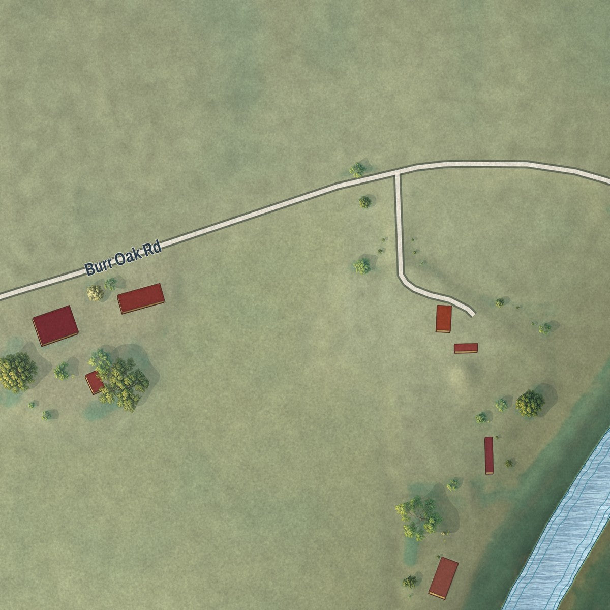 Second close-up of the map of McBaine, Missouri print showing more streets and buildings
