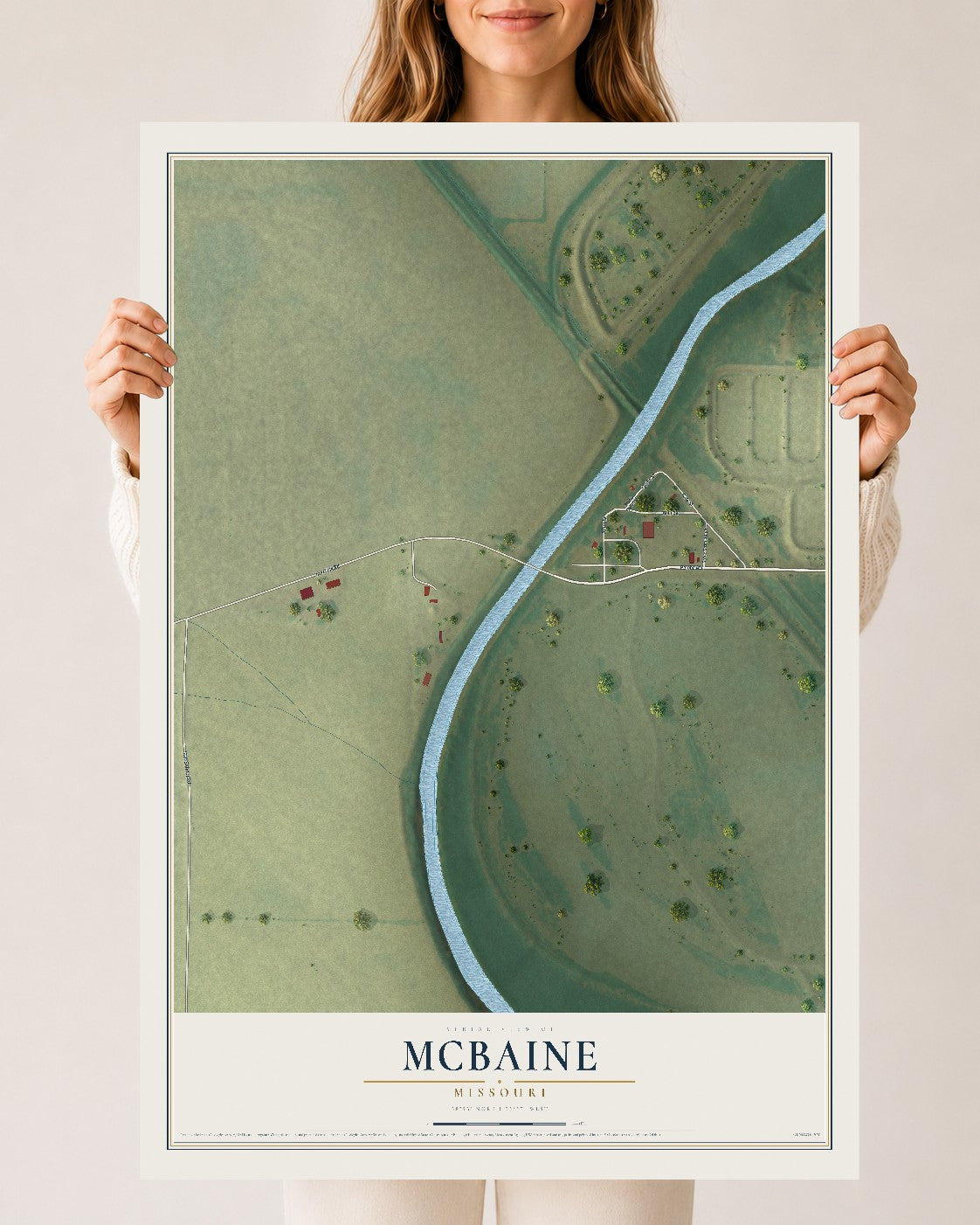 Map of McBaine, Missouri, 24 x 36 inch unframed archival matte print