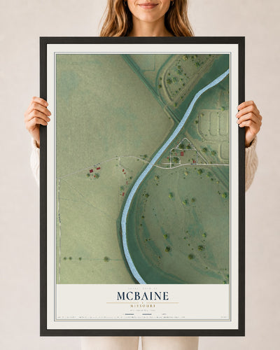 Map of McBaine, Missouri, 24 x 36 inch print in a black wood frame