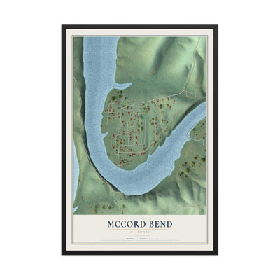 Map of McCord Bend, Missouri, 12 x 18 inch print in a black wood frame