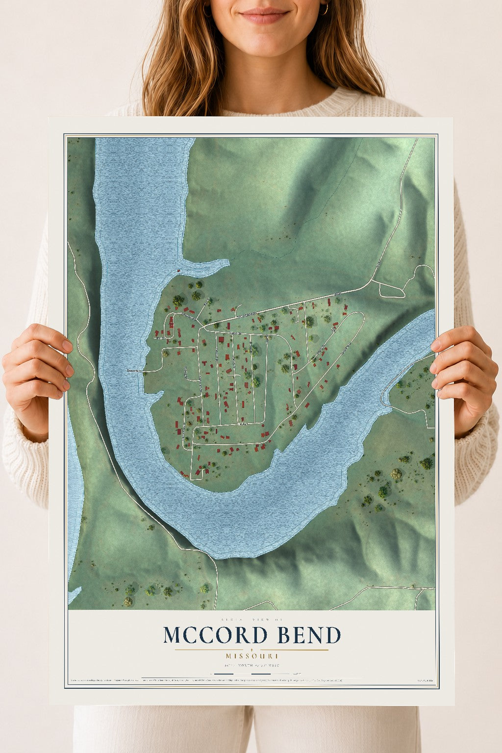 Map of McCord Bend, Missouri, 18 x 24 inch unframed archival matte print