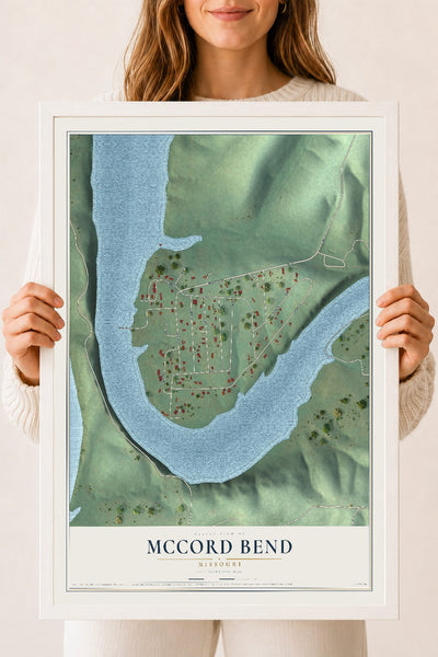 Map of McCord Bend, Missouri, 18 x 24 inch print in a white wood frame