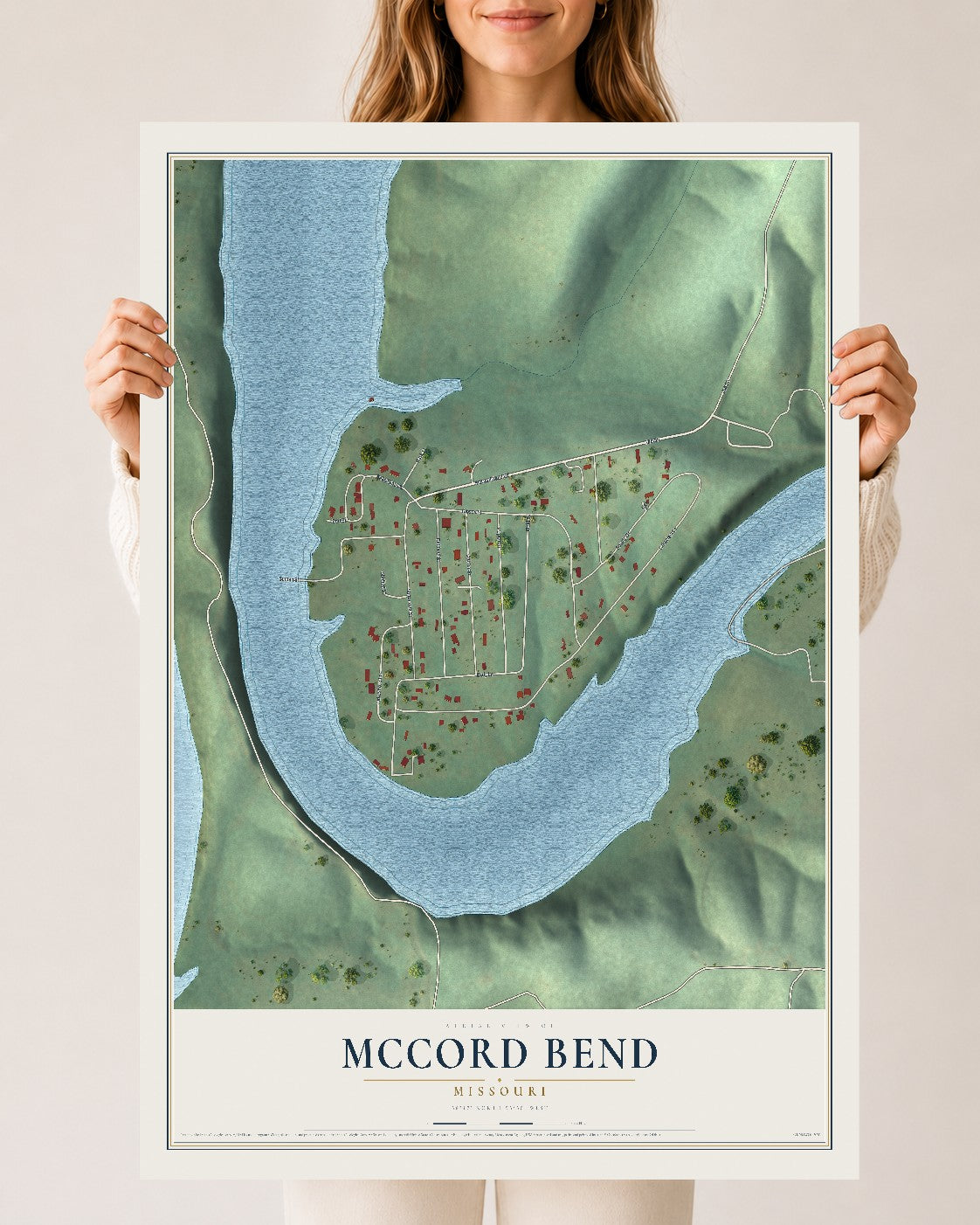 Map of McCord Bend, Missouri, 24 x 36 inch unframed archival matte print